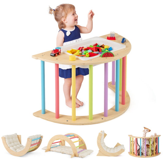 6 in 1 Kids Climbing Arch Playset wIth Removable Cushion and Stoppers-Multicolor Kids Crystal