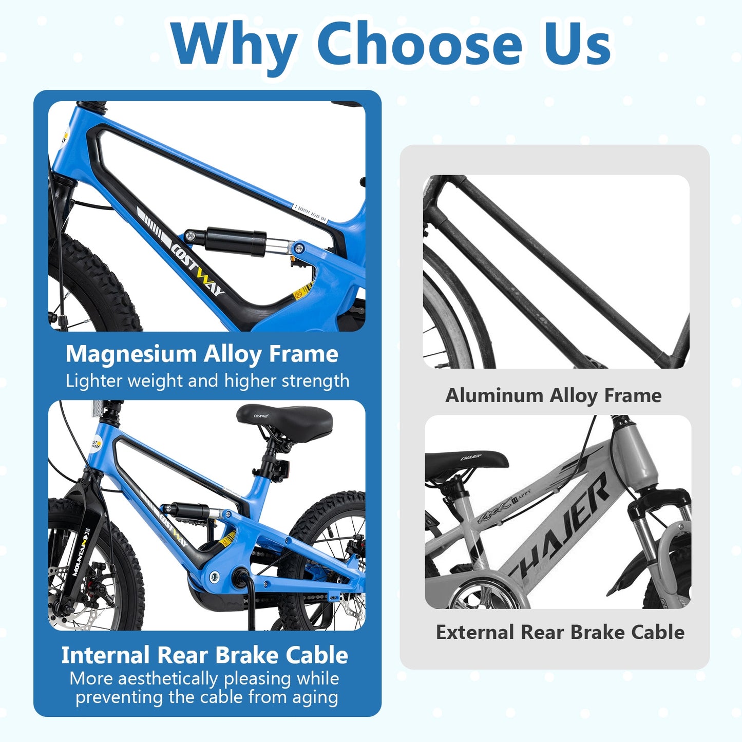 16 Inch Kids Bike Adjustable with Shock Absorber and Bell for Aged 4 to 7-16 inches Kids Crystal
