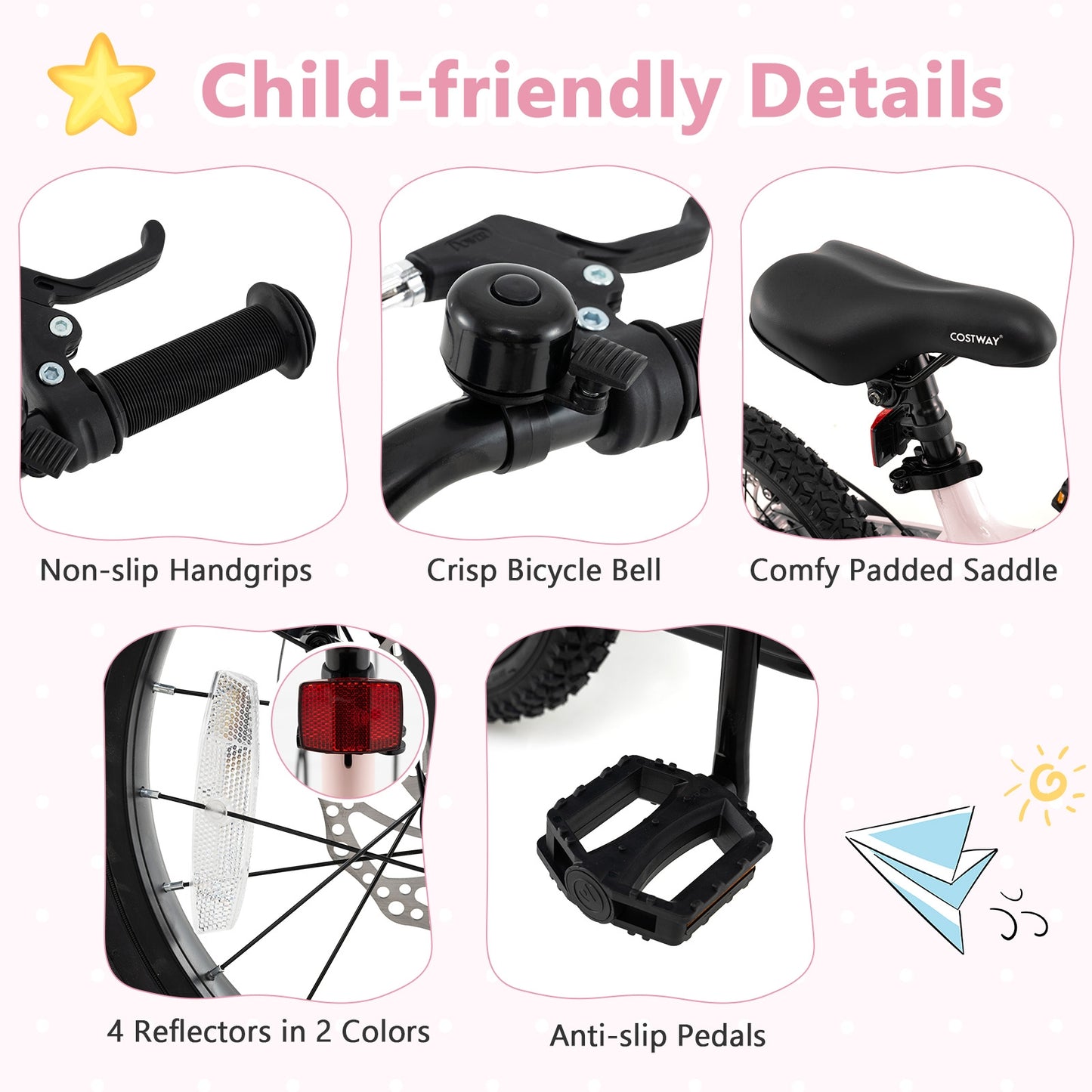 16 Inch Kids Bike Lightweight with Detachable Training Wheels for Aged 4 to 7-16 inches Kids Crystal