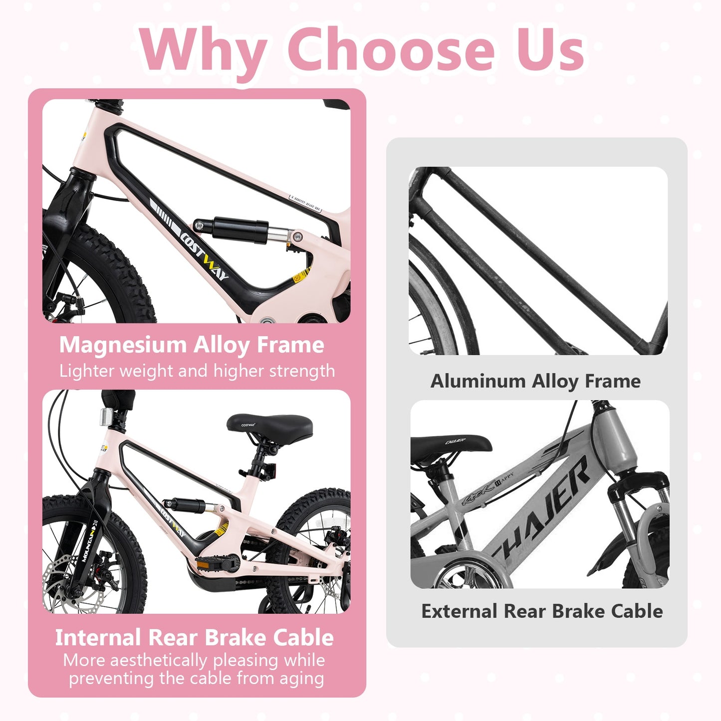 16 Inch Kids Bike Lightweight with Detachable Training Wheels for Aged 4 to 7-16 inches Kids Crystal