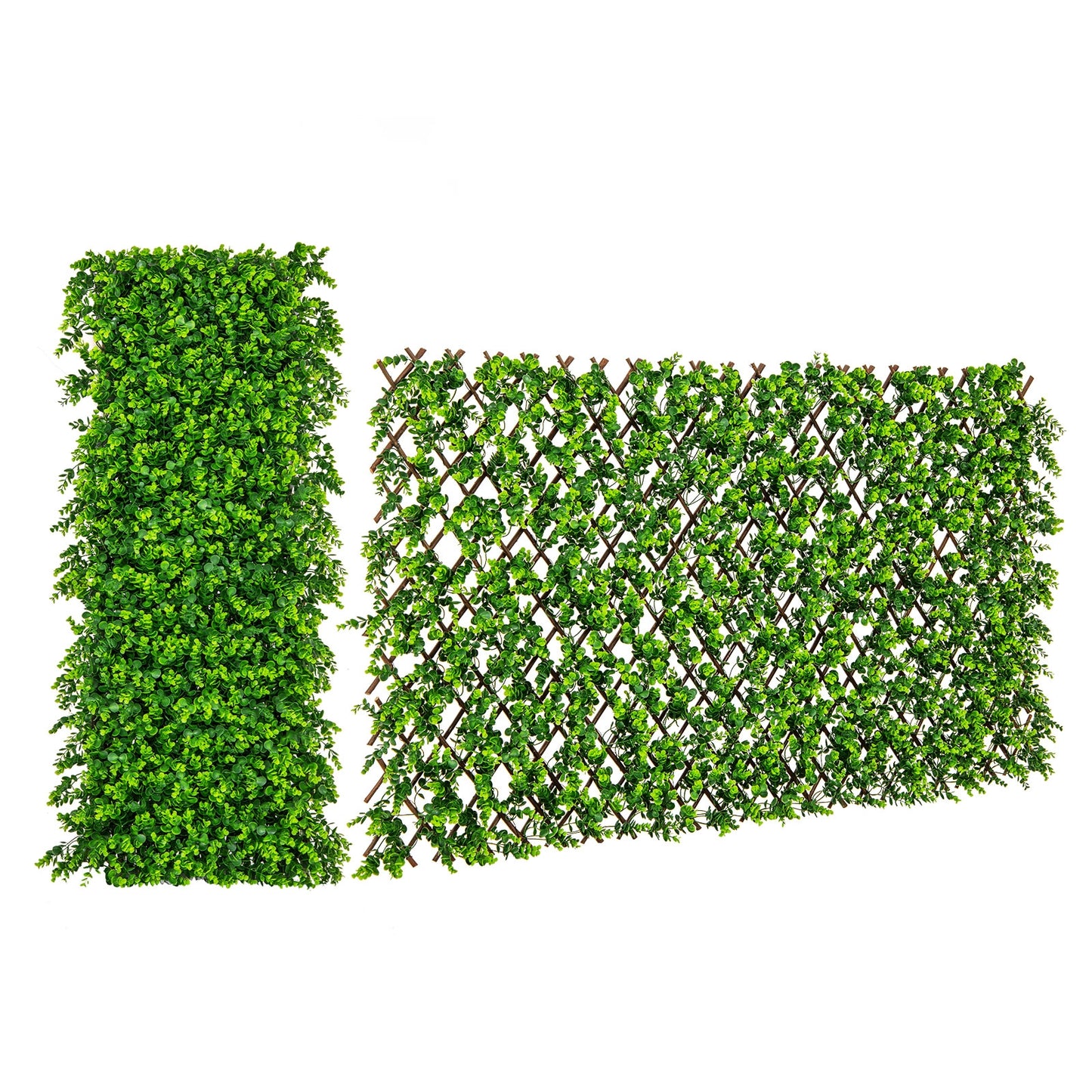 Expandable Fence Privacy Screen with Sun-Protective Artificial Hedge for Balcony Patio Kids Crystal
