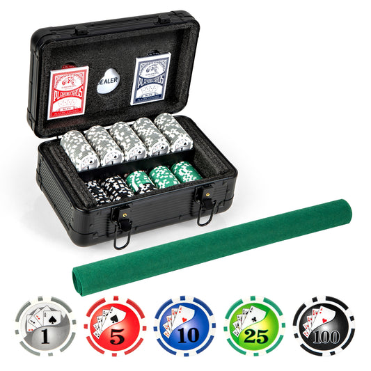 Texas Holdem Poker Chip Set with 300 Pieces Chips-Black Kids Crystal