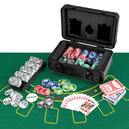 Texas Holdem Poker Chip Set with 300 Pieces Chips-Black