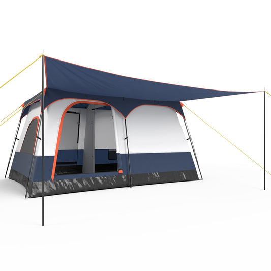 6-8 Person Camping Tent with Double Rooms and 2 Doors-Navy Kids Crystal