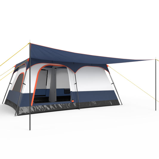 8-10 Person Camping Tent with Double Rooms and 2 Doors-Navy Kids Crystal