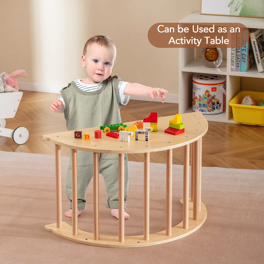 Kids Climbing Arch with Cushion Montessori Arch Climber/Rocker for Toddlers-Coffee Kids Crystal