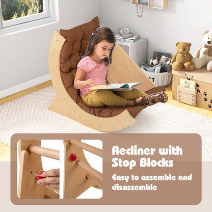 Kids Climbing Arch with Cushion Montessori Arch Climber/Rocker for Toddlers-Coffee