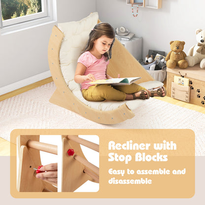 Kids Climbing Arch with Cushion Montessori Arch Climber/Rocker for Toddlers-Beige
