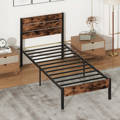 Full/King/Queen/Twin Size Bed Frame with High Headboard and Mute Bar-Twin Size