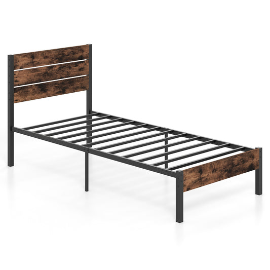 Full/King/Queen/Twin Size Bed Frame with High Headboard and Mute Bar-Twin Size Kids Crystal