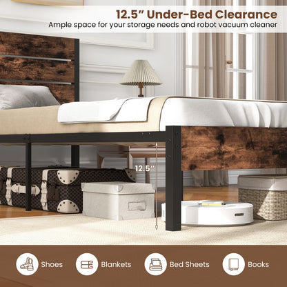 Full/King/Queen/Twin Size Bed Frame with High Headboard and Mute Bar-Twin Size