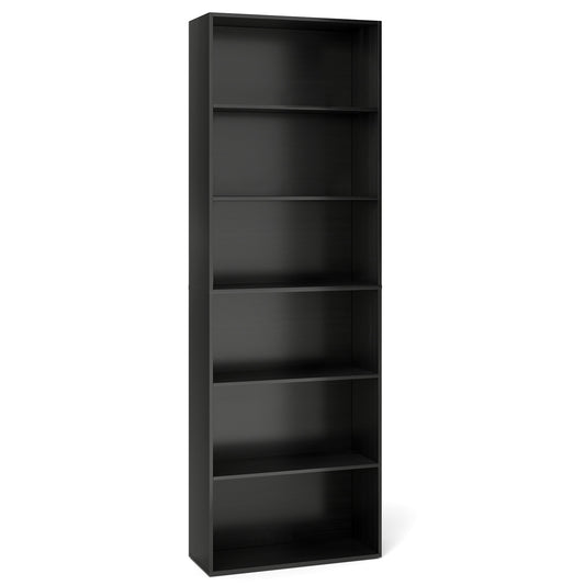 6-Tier Bookcase with 6 Open Shelves and Anti-Toppling Kits-Black Kids Crystal