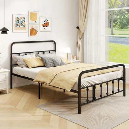 Bed Frame with Headboard and Under Bed Storage Black-Full Size