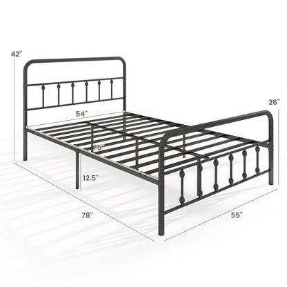 Bed Frame with Headboard and Under Bed Storage Black-Full Size