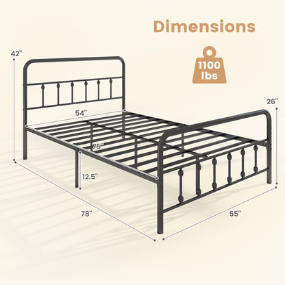 Bed Frame with Headboard and Under Bed Storage Black-Full Size