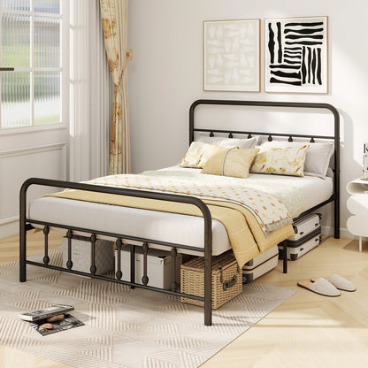 Bed Frame with Headboard and Under Bed Storage Black-Full Size
