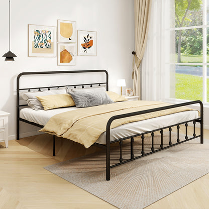 Bed Frame with Headboard and Under Bed Storage Black-King Size