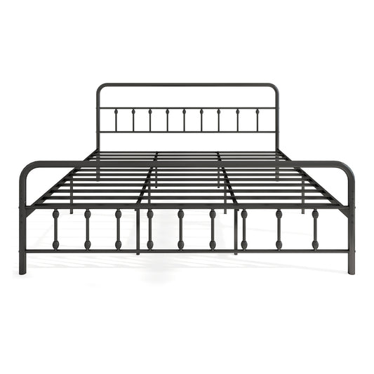 Bed Frame with Headboard and Under Bed Storage Black-King Size Kids Crystal