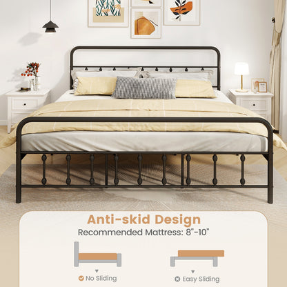 Bed Frame with Headboard and Under Bed Storage Black-King Size