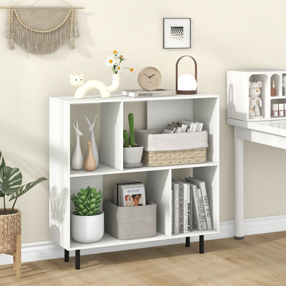 Open Shelf Bookcase with 4 Compartments-White