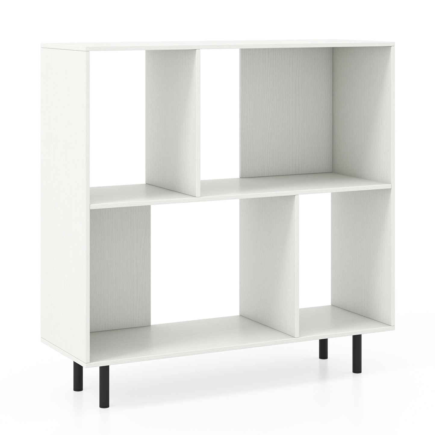 Open Shelf Bookcase with 4 Compartments-White Kids Crystal