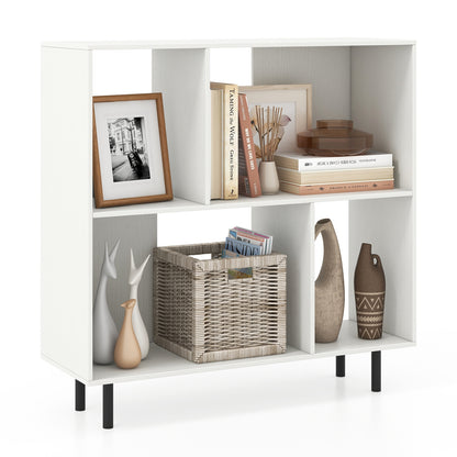 Open Shelf Bookcase with 4 Compartments-White