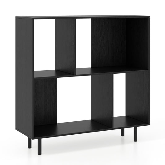 Open Shelf Bookcase with 4 Compartments-Black Kids Crystal