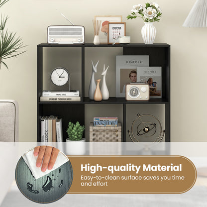 Open Shelf Bookcase with 4 Compartments-Black