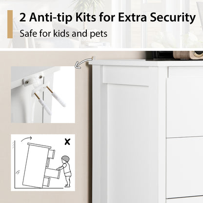 Modern 5-Drawer Multipurpose Chest Dresser with Metal Handles-White