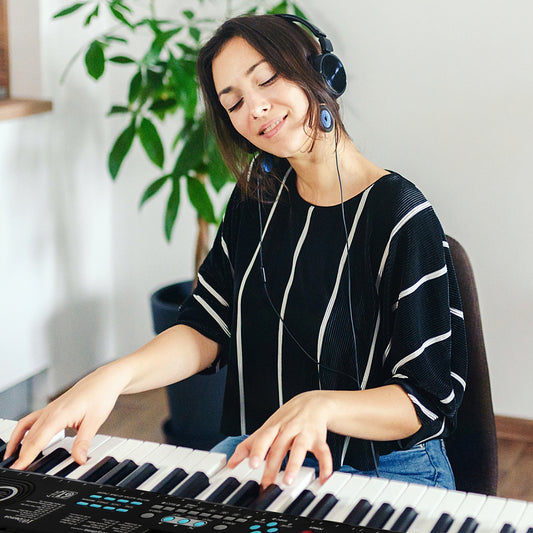 61 Key Electric Portable Digital Keyboard Piano for Beginner-Black Kids Crystal