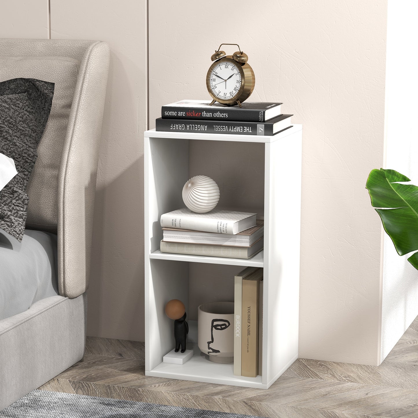 2 Cube Bookshelf with Back Guardrail for Living Room Bedroom-White Kids Crystal