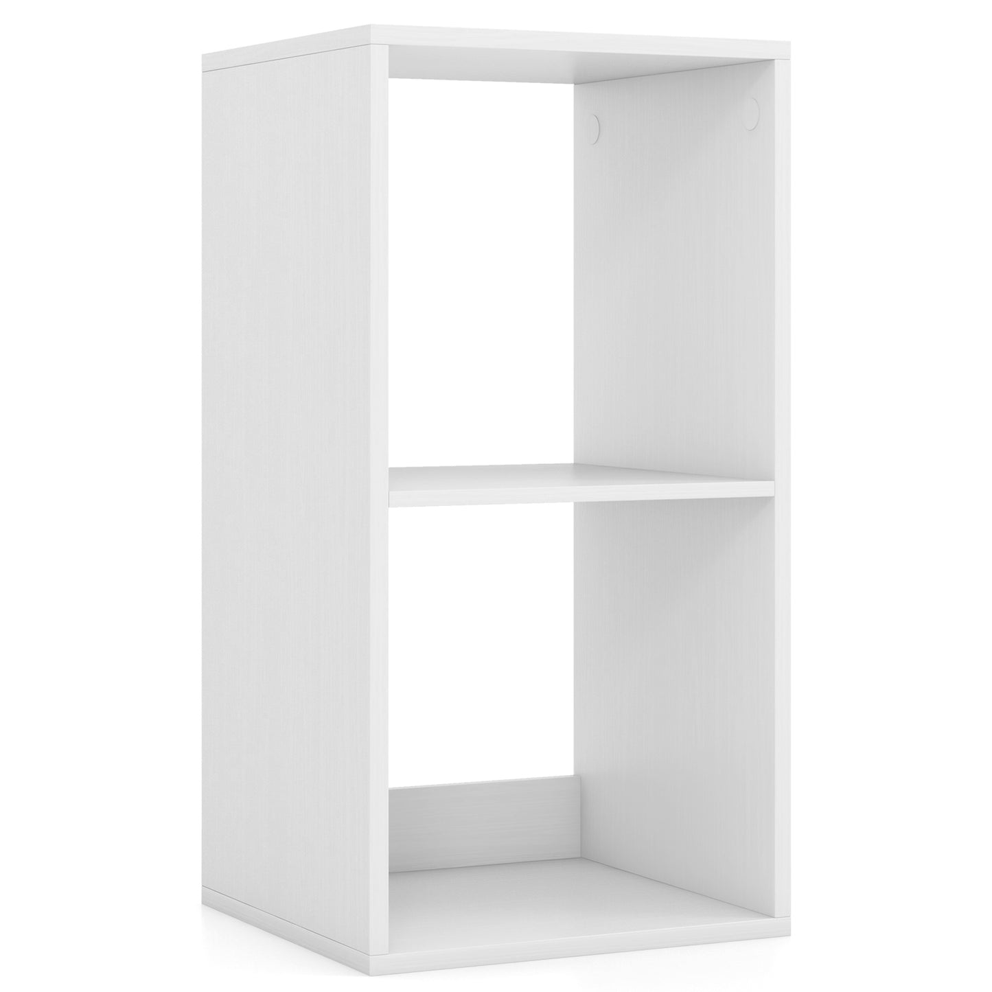 2 Cube Bookshelf with Back Guardrail for Living Room Bedroom-White Kids Crystal