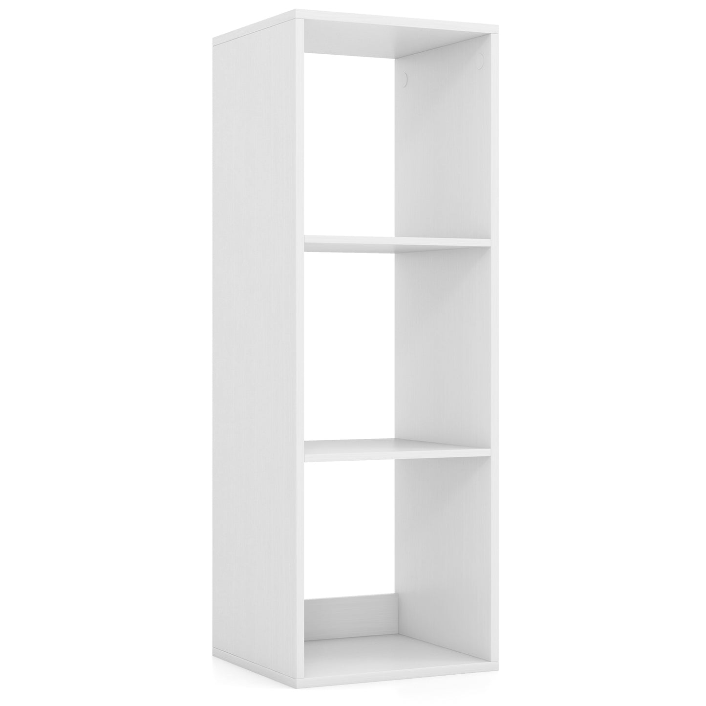 3 Cube Bookshelf with Back Guardrail for Living Room Bedroom-White Kids Crystal