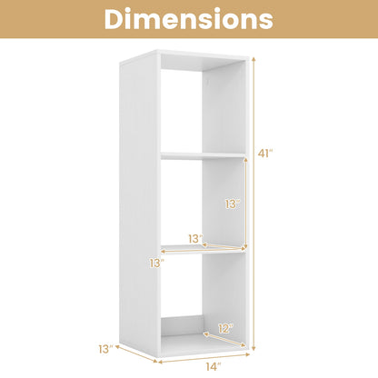 3 Cube Bookshelf with Back Guardrail for Living Room Bedroom-White