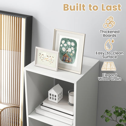 3 Cube Bookshelf with Back Guardrail for Living Room Bedroom-White