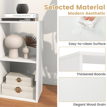 4 Cube Bookshelf with Back Guardrail for Living Room Bedroom-White