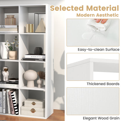 8 Cube Bookshelf with Back Guardrail for Living Room Bedroom-White