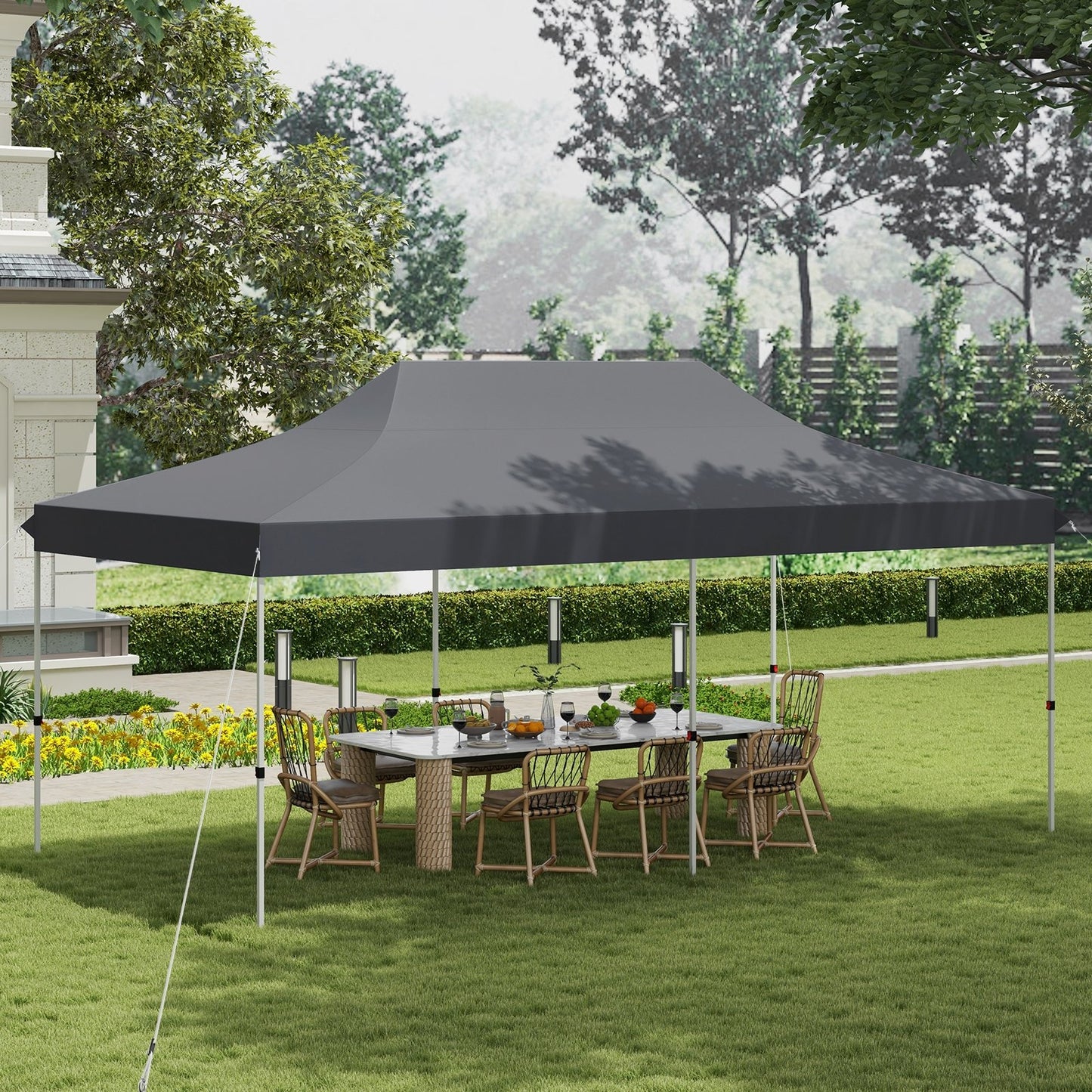 10 X 20 FT Pop up Canopy Tent Foldable Portable Outdoor Gazebo with Carry Bag-Gray Kids Crystal
