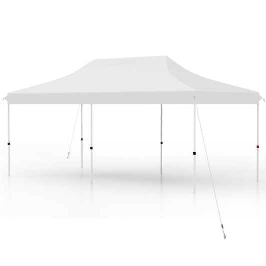 10 X 20 FT Pop up Canopy Tent Foldable Portable Outdoor Gazebo with Carry Bag-White Kids Crystal