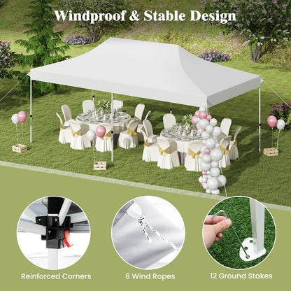 10 X 20 FT Pop up Canopy Tent Foldable Portable Outdoor Gazebo with Carry Bag-White