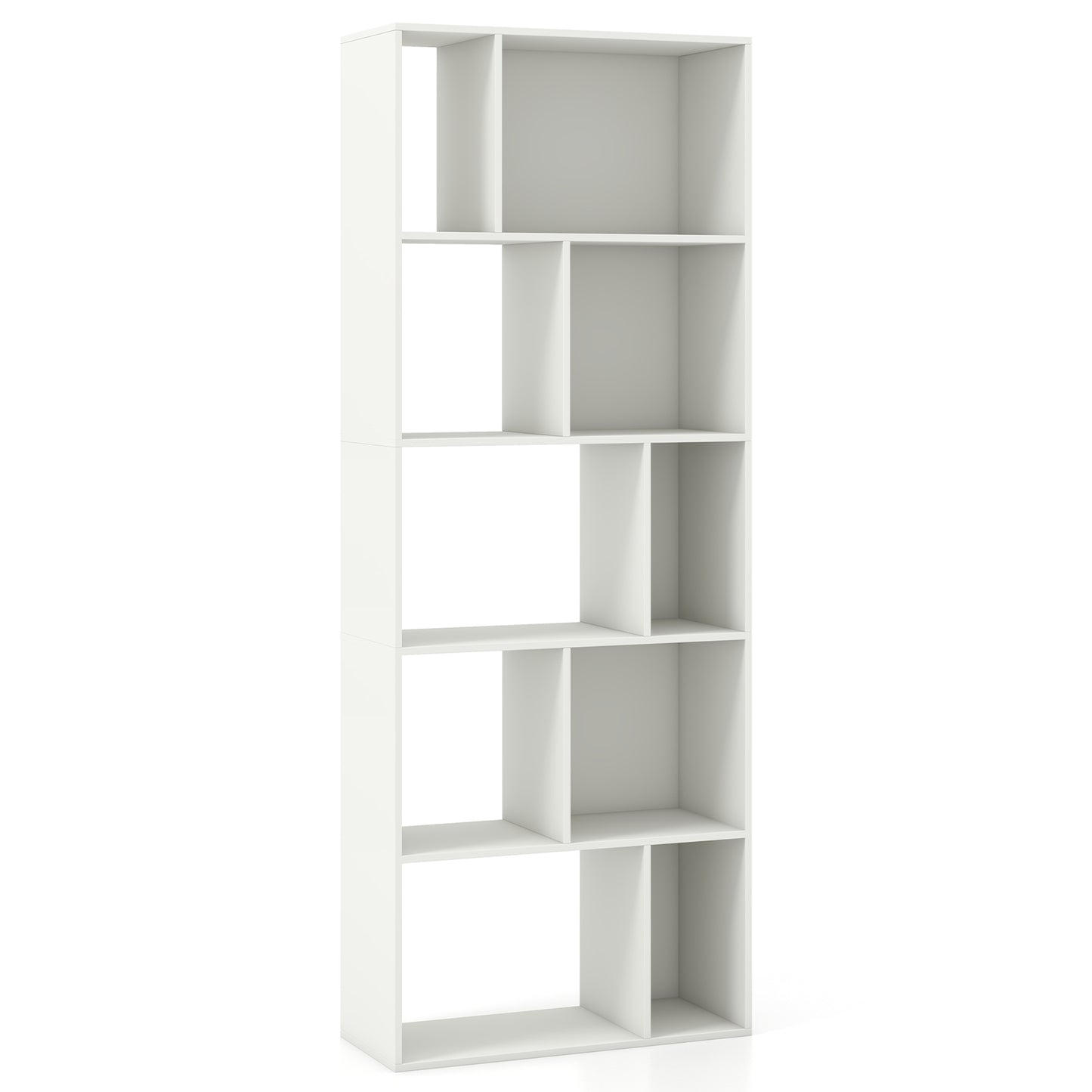 63 Inch 5-Tier Geometric 10-Cube Bookshelf Tall Bookcase-White Kids Crystal
