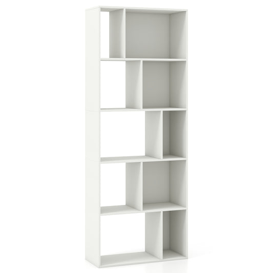 63 Inch 5-Tier Geometric 10-Cube Bookshelf Tall Bookcase-White Kids Crystal