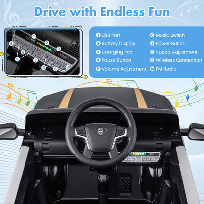 12V Kids Ride on Police Car with Remote and Siren Flashing Lights-Black