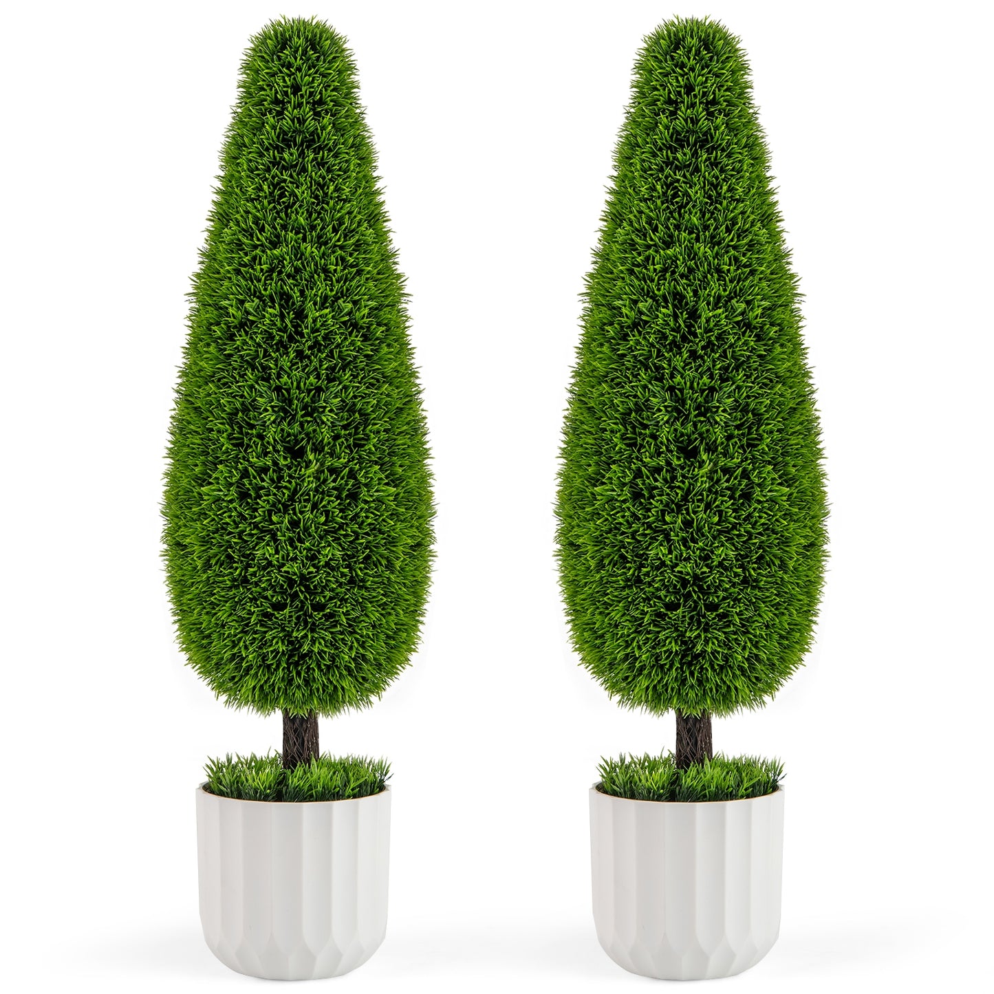 2 Pack 3 Feet Artificial Cedar Teardrop Shaped Bush with Plastic Nursery Pot-Green Kids Crystal