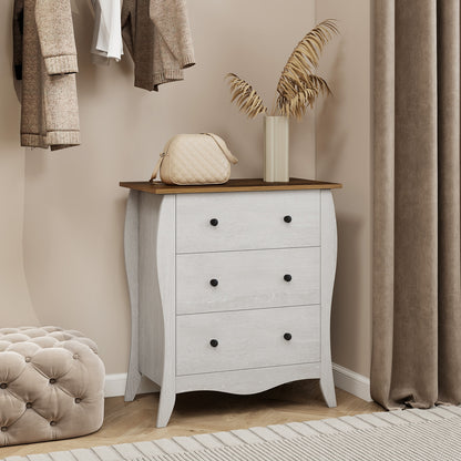 Dresser for Bedroom with 3 Folding Fabric Drawers and Anti-tipping Kit-Gray