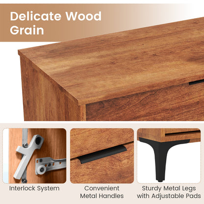5-Drawer Dresser with Interlock System for Bedroom Living Room-Cherry