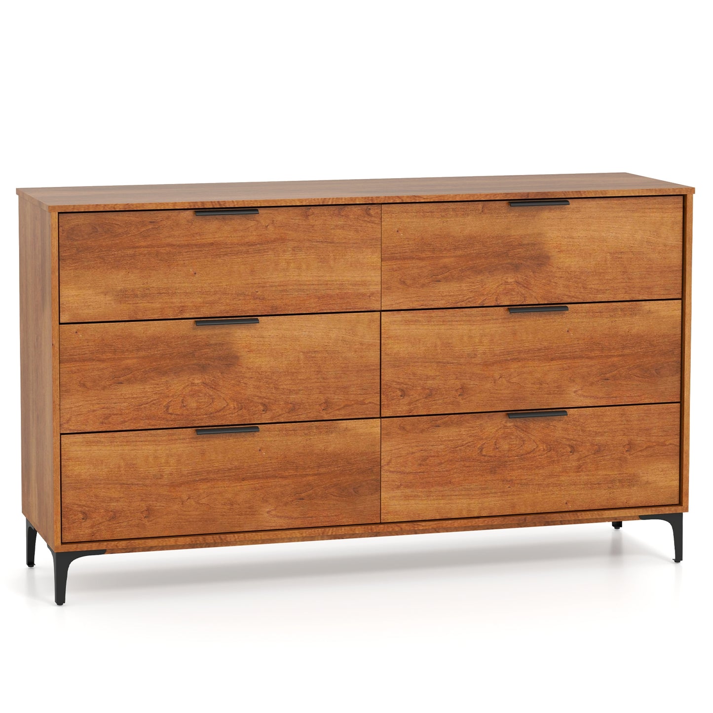 6-Drawer Dresser with Interlock System for Bedroom Living Room-Cherry Kids Crystal
