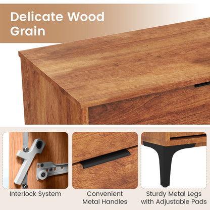 6-Drawer Dresser with Interlock System for Bedroom Living Room-Cherry