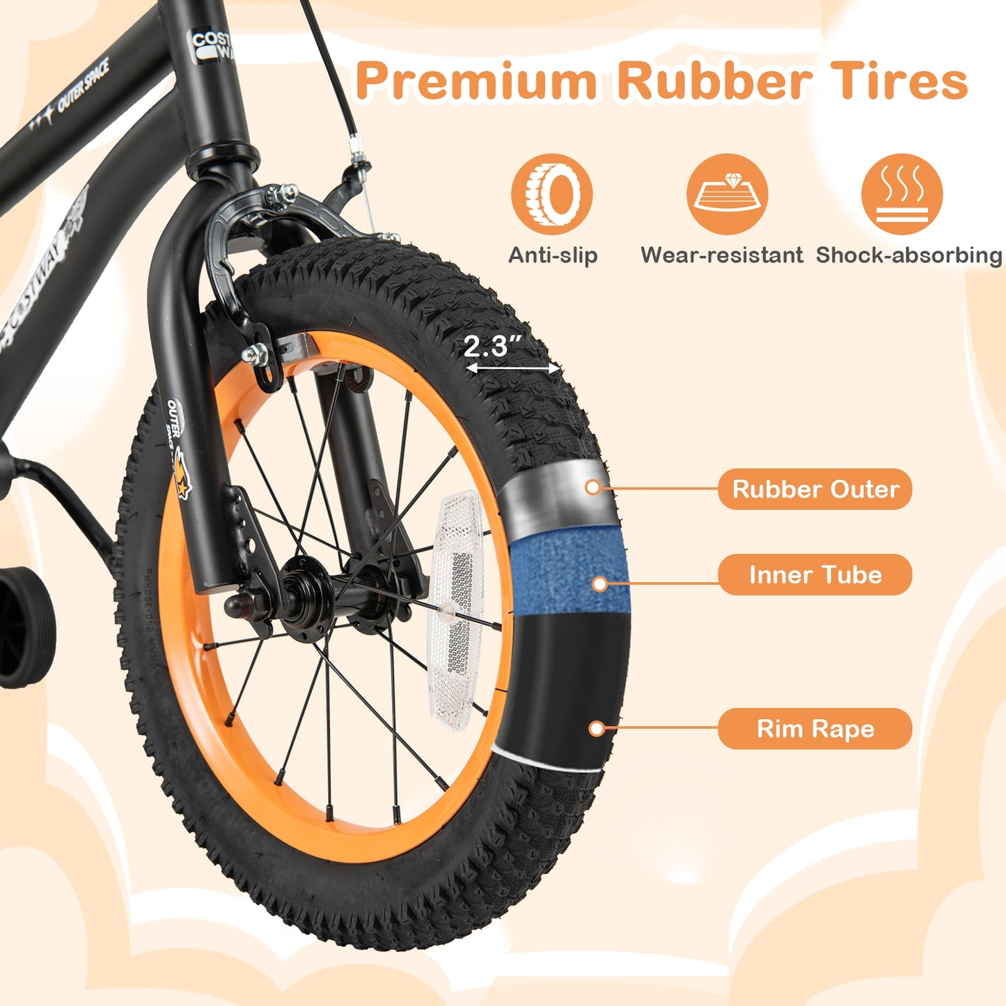 14-Inch Kids Bike Sport Bicycle for 3-5 Years Old with Adjustable Seat-14 inches Kids Crystal