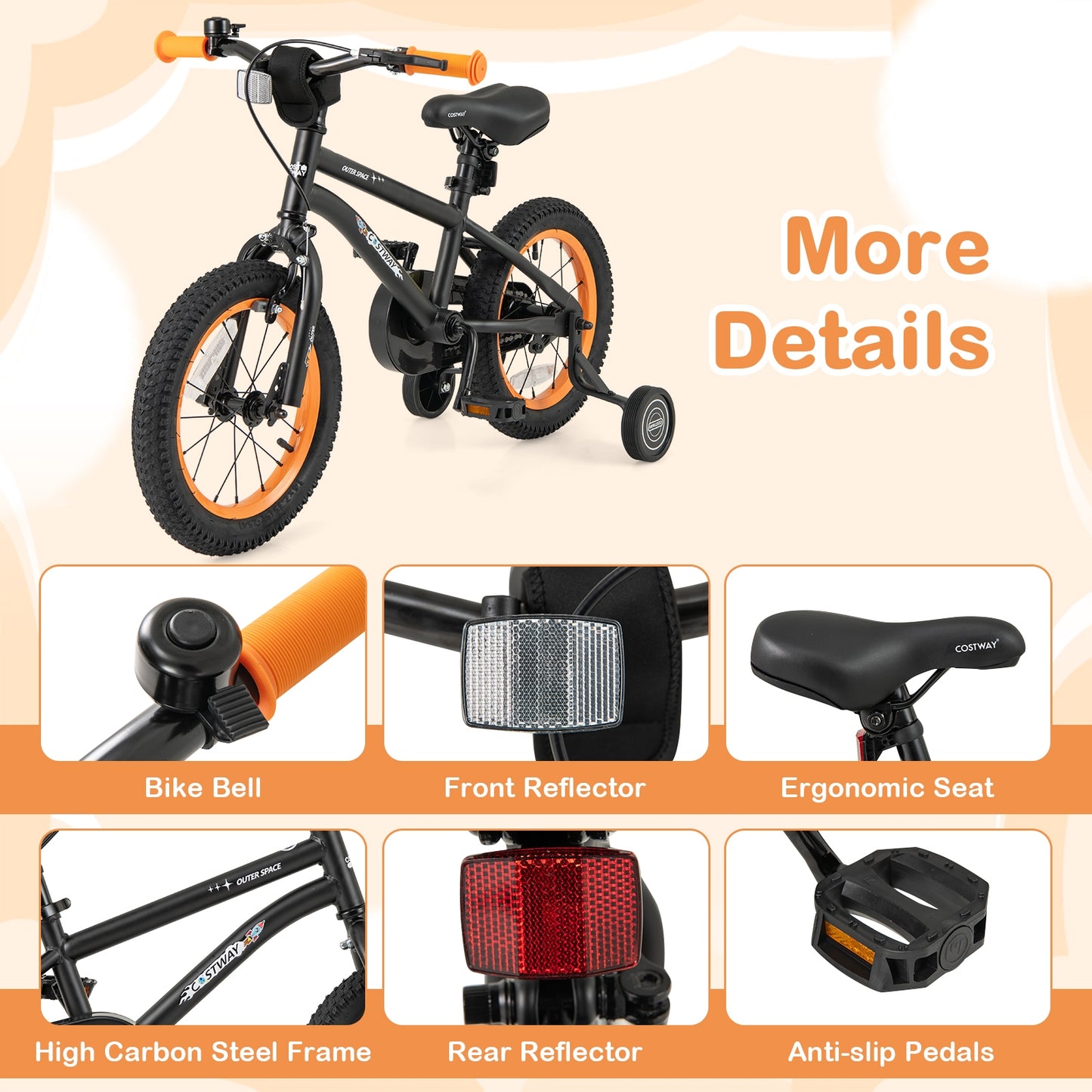 14-Inch Kids Bike Sport Bicycle for 3-5 Years Old with Adjustable Seat-14 inches Kids Crystal